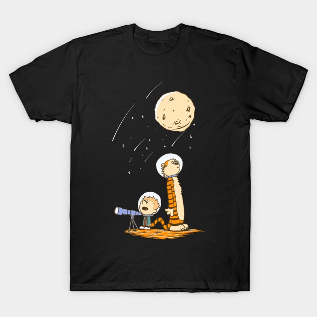 Calvin and Hobbes Astronaut T-Shirt by soggyfroggie